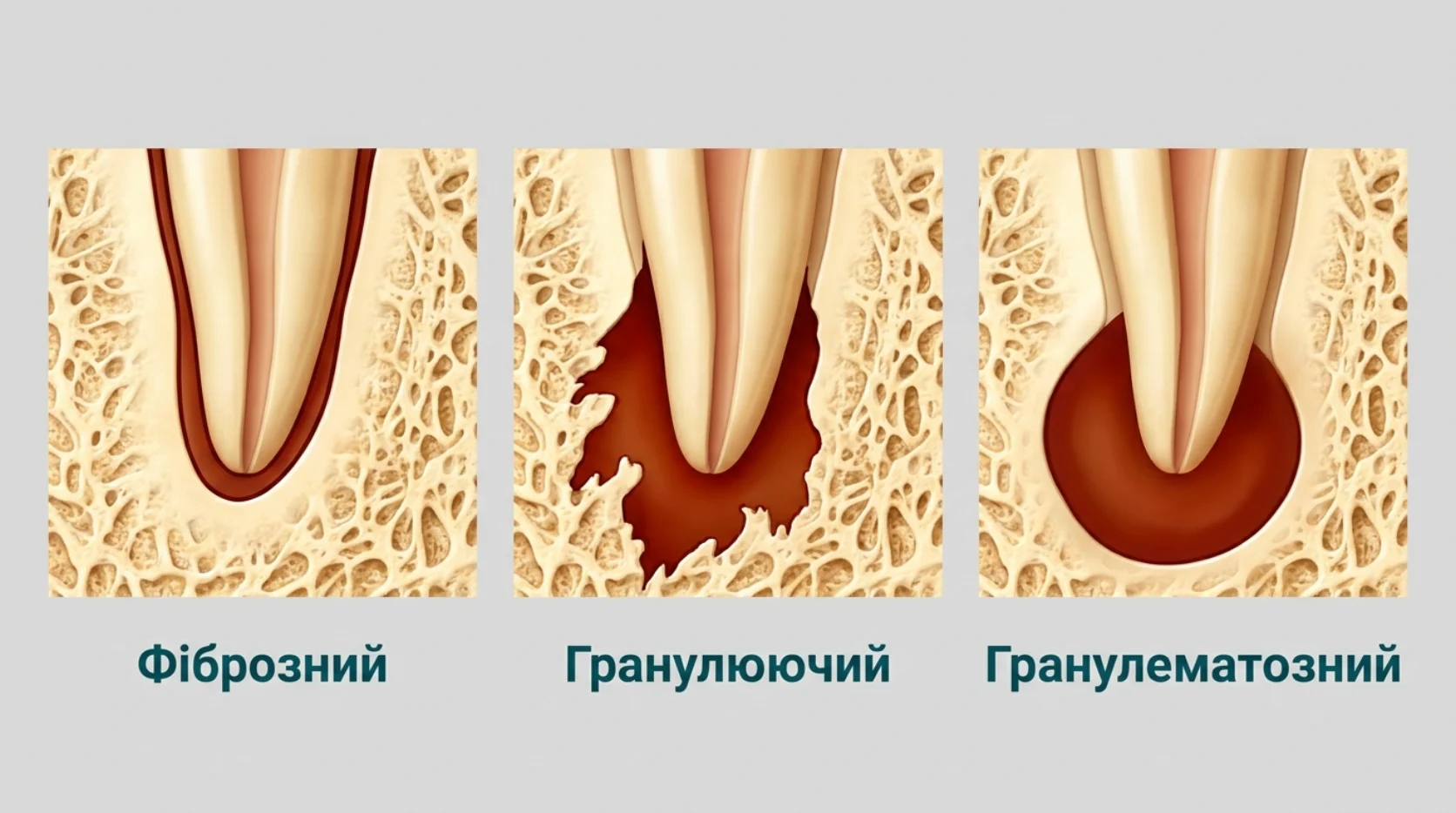 Формы хронического периодонтита: фиброзный, гранулирующий и гранулематозный — как выглядит очаг у корня